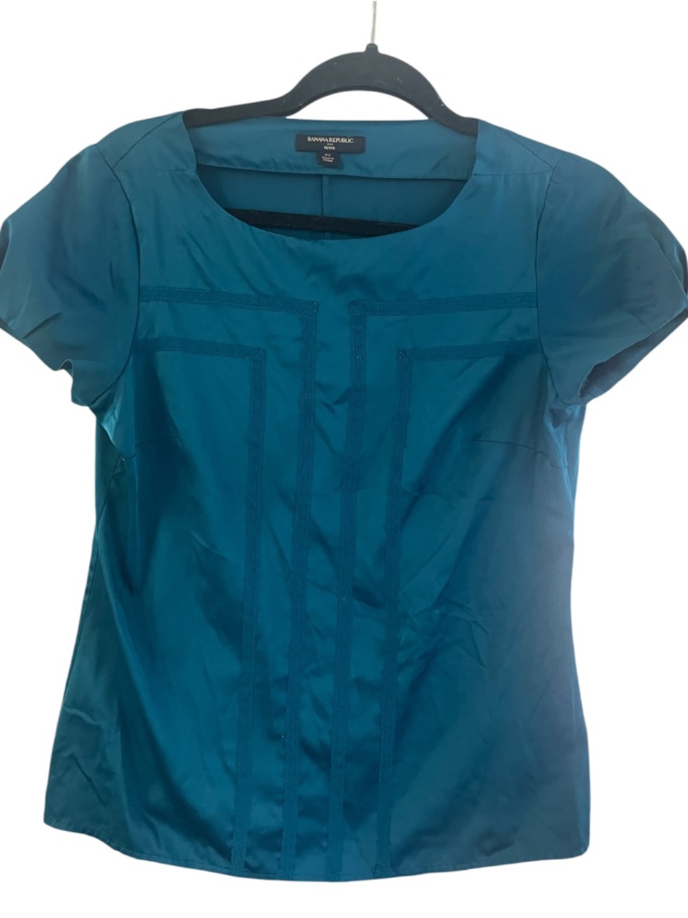 Banana Republic Teal Short Sleeve Shell with Front Stitching